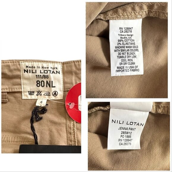 Nili Lotan Jenna Cropped Raw-Edge Pants, Beige/Khaki, Size 4, New with tag - Picture 3 of 13